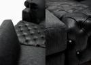 Composé d’élément linéaire, chaise longue et pouf capitonné en cuir noir - Joey #BertoLive